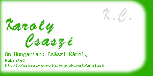 karoly csaszi business card