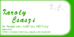 karoly csaszi business card